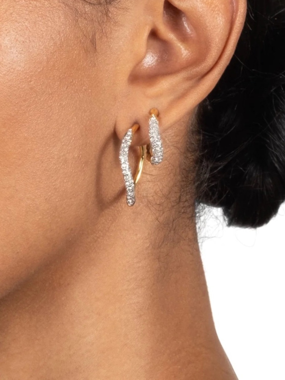 NEW Alexis Bittar Earrings Solanales Twist Mini Hoop Mixed Metals JN10 JL22